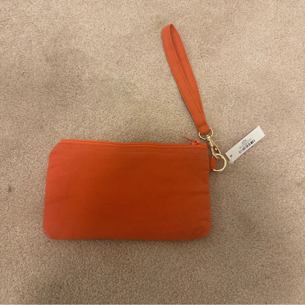 Orange Pink and Gold Beaded Wristlet Clutch